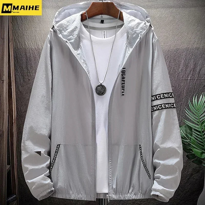 Coats Men Ultra Light UV Sun Protection Big Size Hooded Windbreaker