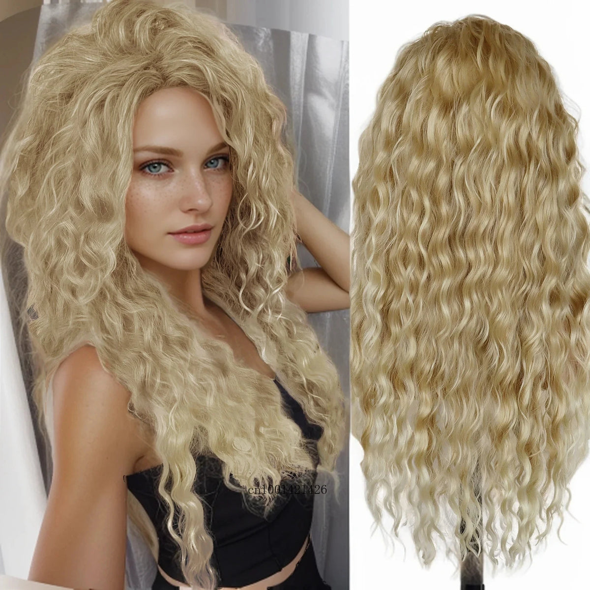 Wig Synthetic Long Curly Hair Wigs for Women Fluffy Wave Ombre