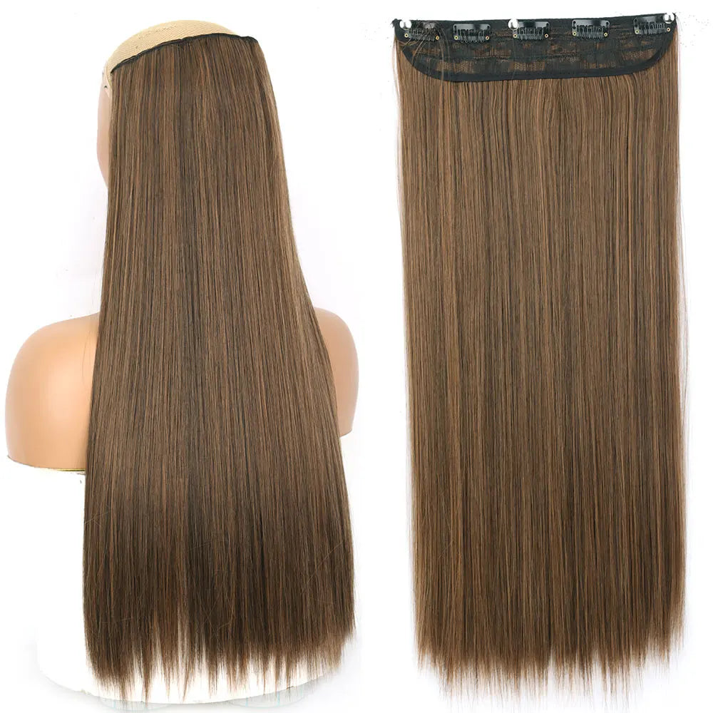 MERISIHAIR Synthetic 5 Clip In Hair Extensions Long Straight Hairstyle Hairpiece Black Brown Blonde 80CM Fake Hair
