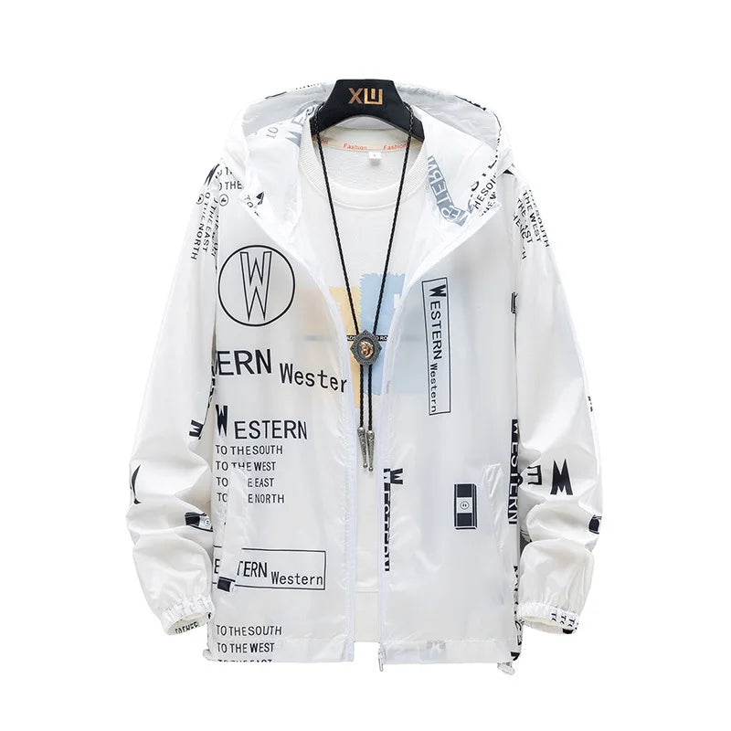 Big size sunscreen clothing men's jacket summer lightweight fishing thin skin coat Student Outdoor tide 7XL 6XL 5XL men clothing