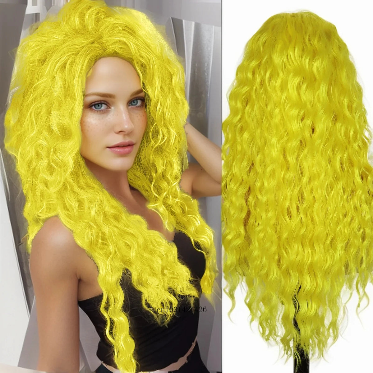 Wig Synthetic Long Curly Hair Wigs for Women Fluffy Wave Ombre