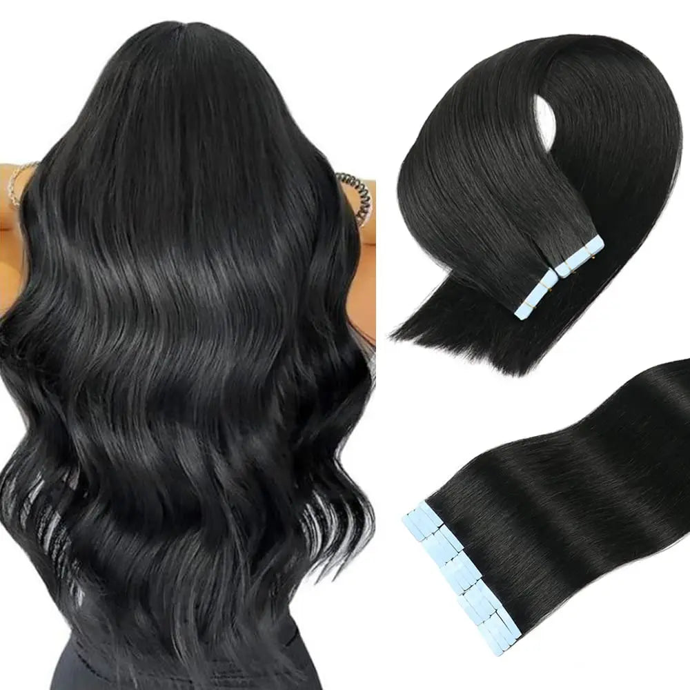 Tape In Hair Extensions 100% Human Hair 12"-24" Adhesive Replaceable Seamless Skin Weft Tape 20/40pcs Straight Hair For Women