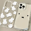 Kawaii Little White Rabbit Case for IPhone 16 15 14 13 12 11 Pro Max 14 15 7 8 Plus XR XS Max SEM-MiffysClear Airbag Shockproof