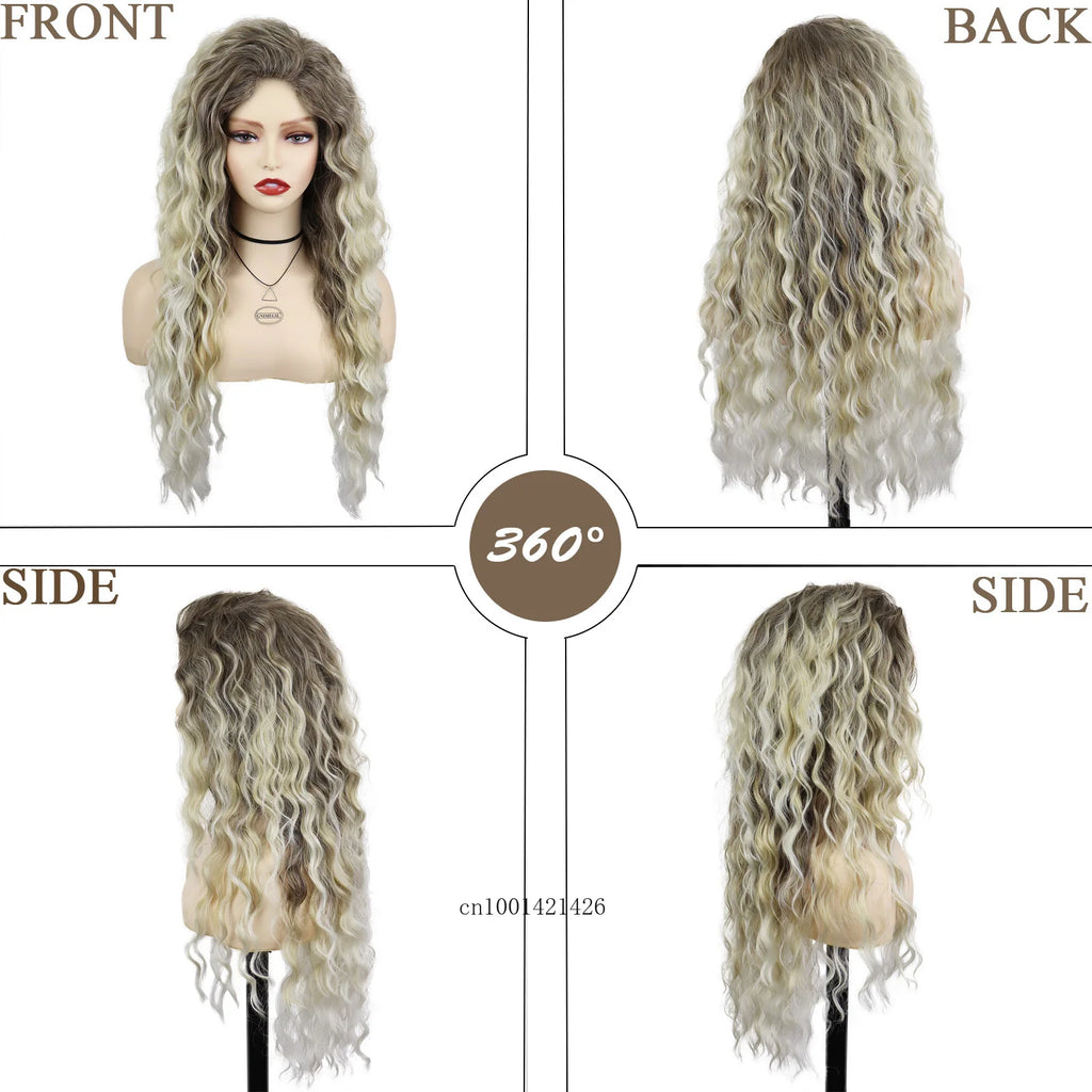 Wig Synthetic Long Curly Hair Wigs for Women Fluffy Wave Ombre