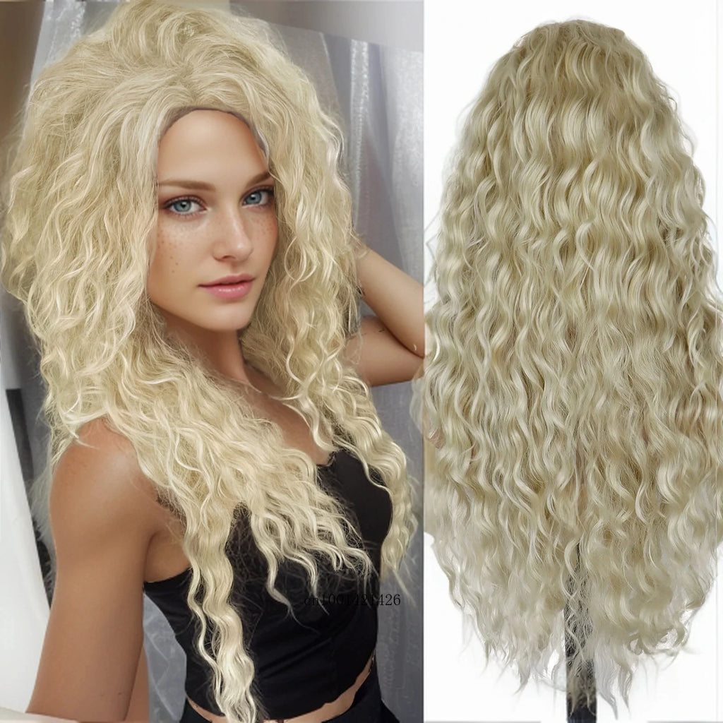 Wig Synthetic Long Curly Hair Wigs for Women Fluffy Wave Ombre