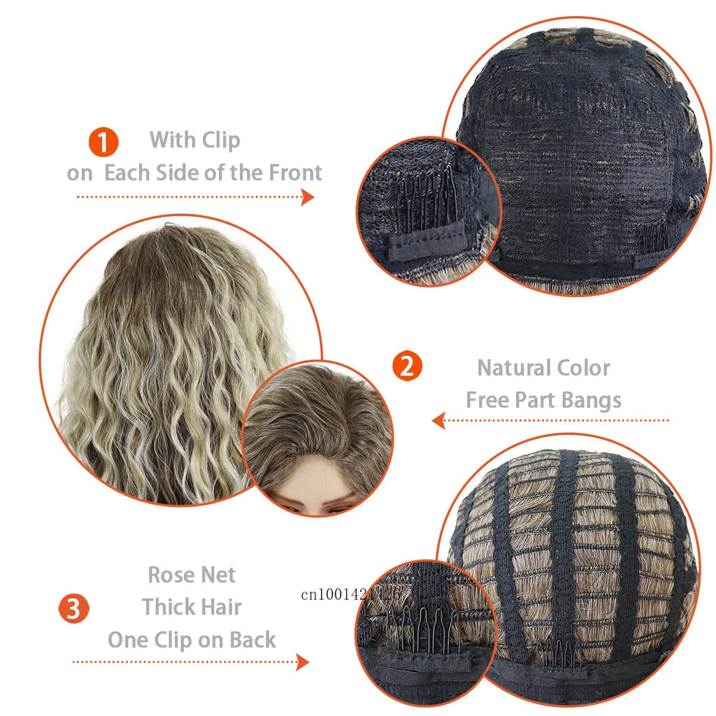 Wig Synthetic Long Curly Hair Wigs for Women Fluffy Wave Ombre