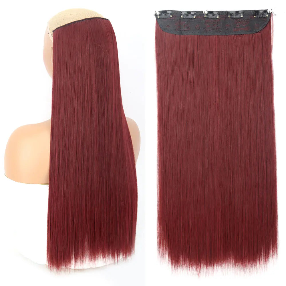 MERISIHAIR Synthetic 5 Clip In Hair Extensions Long Straight Hairstyle Hairpiece Black Brown Blonde 80CM Fake Hair