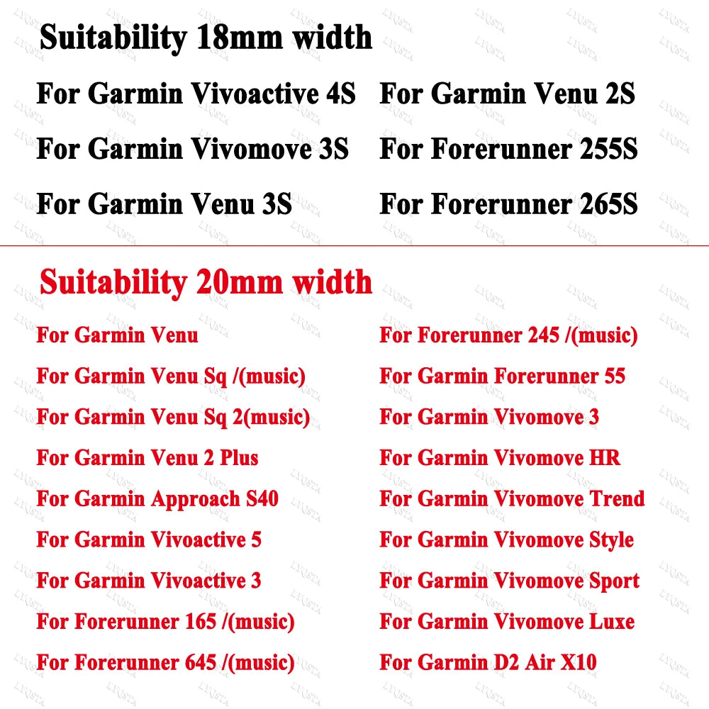 18mm 20mm Strap For Garmin Venu Sq 2 Plus Vivoactive 4S Smartwatch Band Bracelet Venu 3S 2S Vivoactive 3 5 Replacement Wristband
